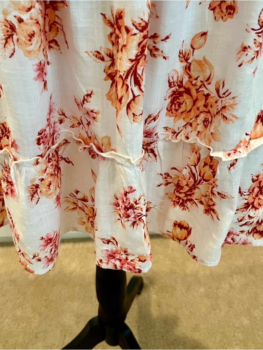 LOFT White Dress with Rust Floral Print - Picture 3 of 12